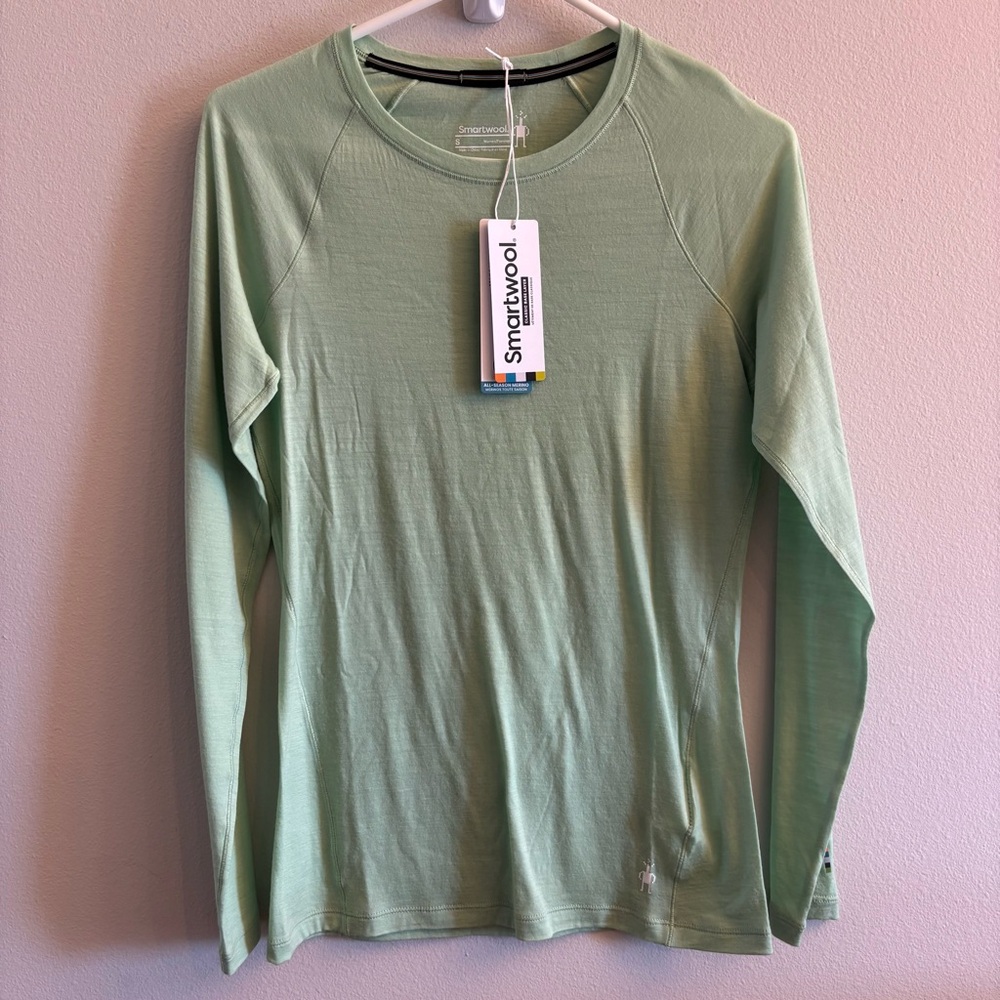 SMARTWOOL Green Wool Blend Base Layer Long Sleeves Lightweight Size Small NEW